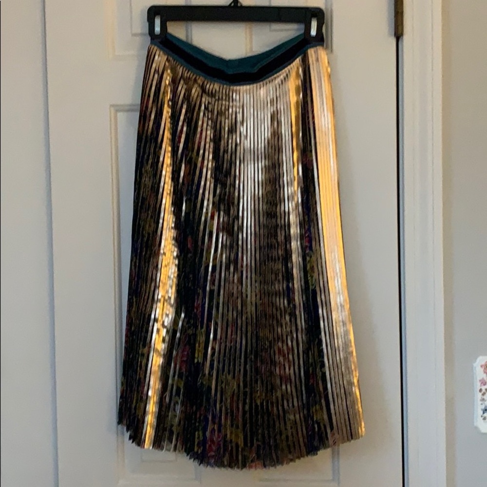 Gold shimmer midi skirt
